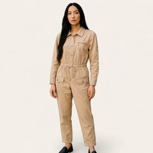 Moda International Tan Cargo Utility Jumpsuit Medium